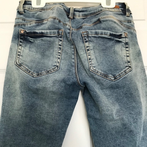 EightyTwo Denim Acid Wash Skinny Ankle Jeans Size 5 Pockets Light Blue - Picture 5 of 16